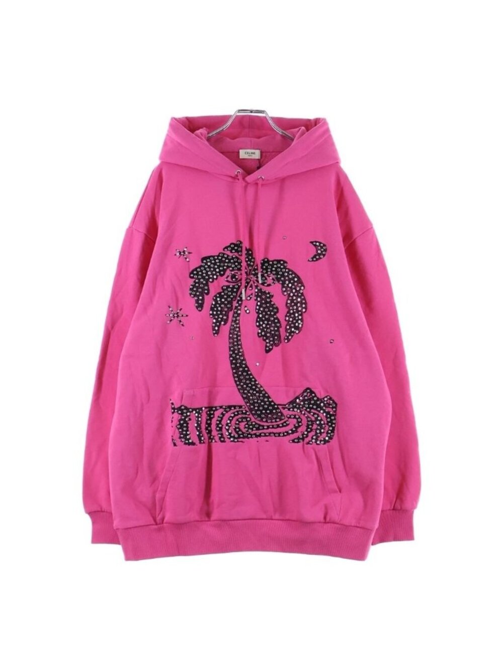 Celine Palm Tree Studded Hoodie Pullover Pink